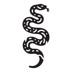 Wavy Snake Silhouette Vector Illustration Isolated Black and White