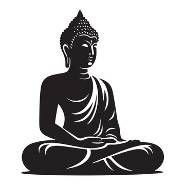 recommend clip art: Silhouette Buddha Statue Vector Illustration Enlightenment Meditation Design
