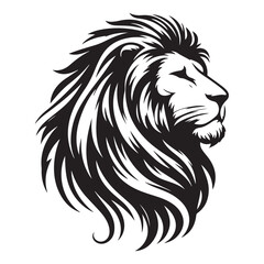 Fototapeta premium Silhouette Lion Head Vector Illustration Roaring King Animal Design