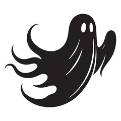 Silhouette Ghost Floating Spooky Apparition Halloween Vector Illustration