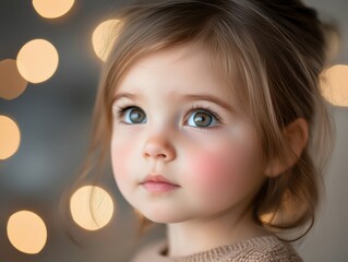 Cute little girl looking up