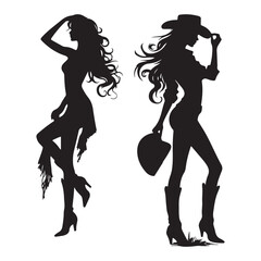 Cowgirl Silhouette Vector Collection for Western Themed Graphics Design