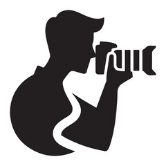 Silhouette Photographer with Camera Vector Graphic Illustration Design