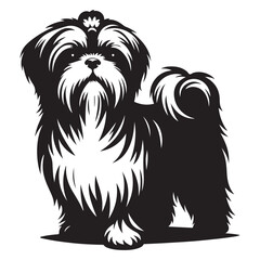 Silhouette Shih Tzu Dog Vector Graphic Art Illustration Isolated