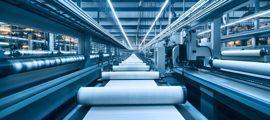 Obraz premium A futuristic textile mill using AI-driven fabric production technology