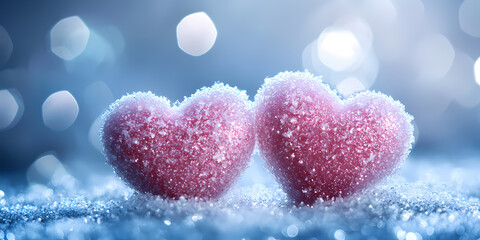 Fototapeta premium Frozen Hearts of Love in Winter