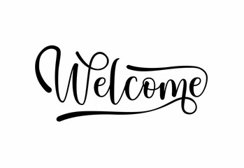 Welcome hand lettering design modern calligraphy brush text composition