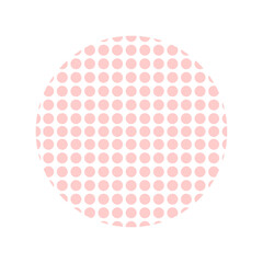 Pink abstract sphere with dots. Halftone circle isolated on white or transparent background. Vector illustration. Close-up element for postcard decoration and background design. Dot graphics.