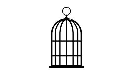 empty bird cage , black  isolated silhouette