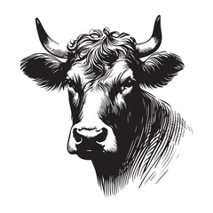 Detailed cow head vector illustration livestock farm animal design