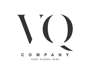 VQ logo design. Initial letter v and q serif font style. Creative classic company name typography. Trendy logotype or identity.