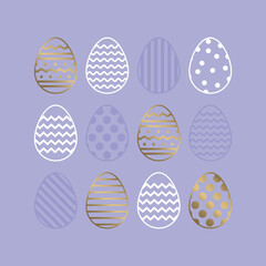 Minimal Easter background with golden eggs. Elegant design. Vector illustration