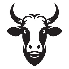 Cow Head Silhouette Vector Illustration Farm Animal Graphic Design