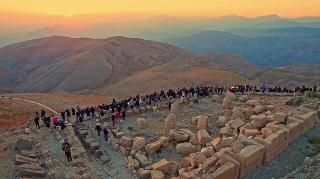 Visitors on the Slopes of Mount Nemrut