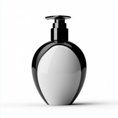 Obraz premium Glossy Black and White Oval Bottle with Pump Dispenser