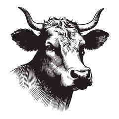 Detailed Cow Head Vector Illustration Bovine Beauty and Farm Symbol