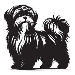 Adorable Shih Tzu Dog Silhouette Vector Illustration A Pet Lover's Delight