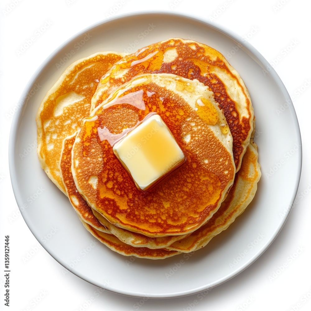 Poster pancakes topped with maple syrup, isolated on a transparent backdrop