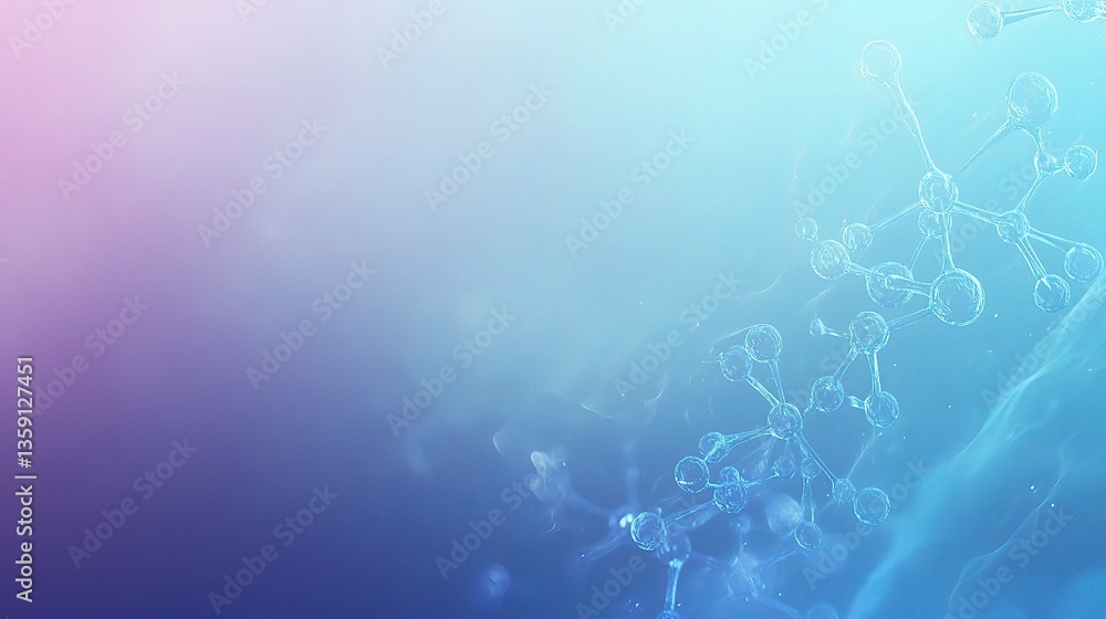 Poster light blue gradient background with molecular structure design