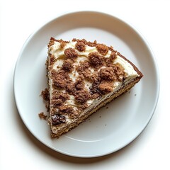 A coffee cake slice isolated against a transparent backdrop