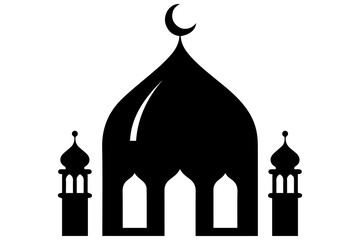 Mosque silhouette black and white background vector illustration