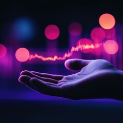 Hand holding glowing data chart