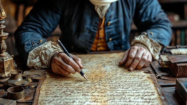 18th Century Man Writing Historical Document