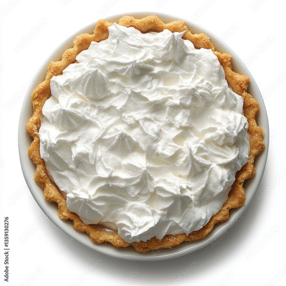 Poster an appetizing coconut cream pie isolated on a see-through background