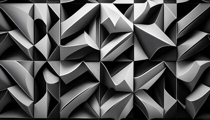 Obraz premium A visually striking 3d rendering geometric abstract pattern design for wallpaper use its monochrome color scheme offers a modern and minimalist aesthetic, ideal for interior design decoration purpose.
