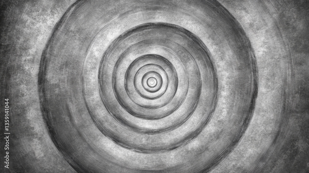 Poster concentric circles in grayscale create hypnotic effect