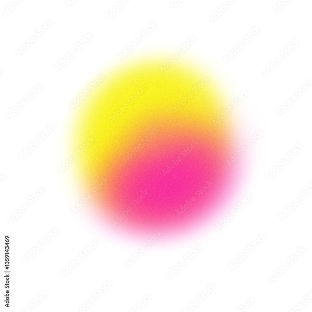 Poster abstract vibrant shape with neon yellow and magenta blend color with noise and blur effects on trans