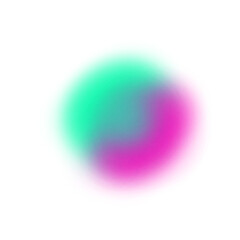 Bright abstract gradient beam of light in neon green and purple with noise and blur effects on transparent background