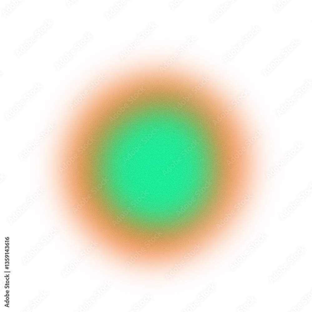 Poster Abstract vibrant shape with green-orange color blend with noise and blur effects on transparent background