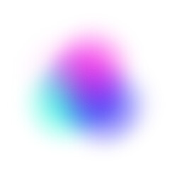 Neon abstract beam with vibrant mix of magenta, cyan, and blue shades with noise effects on transparent background