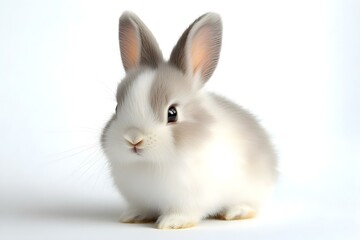 Obraz premium Adorable Fluffy Rabbit: Cute Bunny Isolated Gracefully on a Clean White Background
