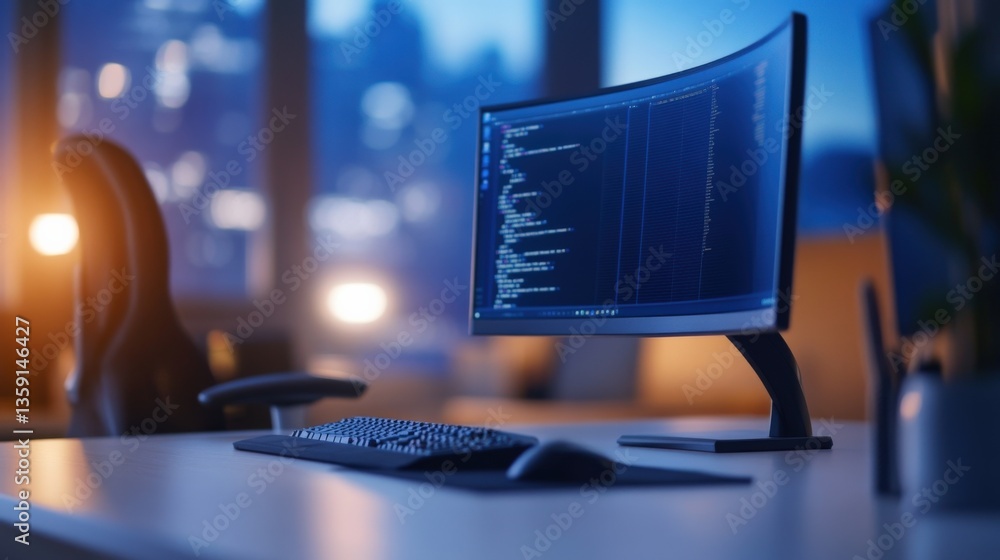Poster computer coding at night