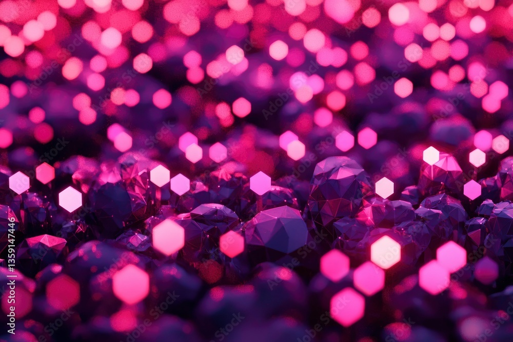 Poster pink & dark polygonal shapes with bokeh flares. abstract background image