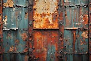 Naklejka premium Panoramic grunge rusty metal texture, rust and oxidized metallic background, banner