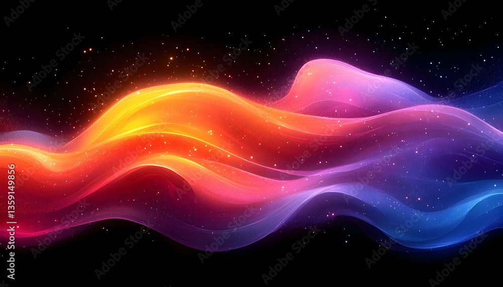 Aufkleber abstract waves of vibrant color flow seamlessly across a dark background, creating a sense of motion
