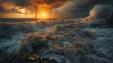 Fototapeta premium Wind Turbine Sunset