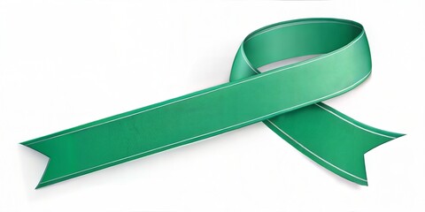 Green ribbon symbolizing awareness and support for causes  