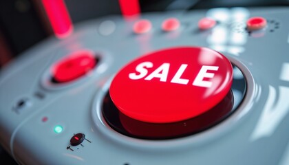 Red SALE button on interactive panel