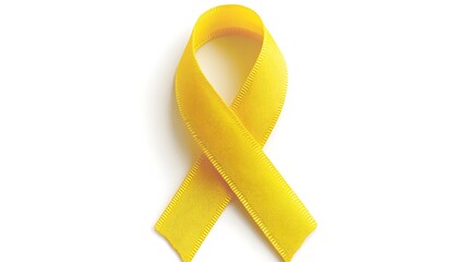 Yellow awareness ribbon on white background.