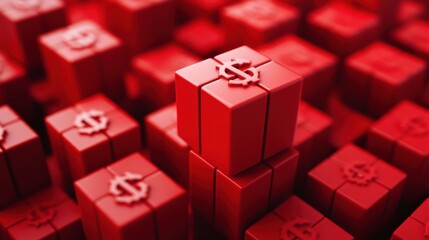 Red Cubes with Dollar Signs