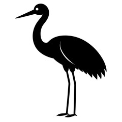 Obraz premium stork bird black silhouette vector, Simple silhouette Design vector icon with white background. Wild bird