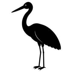 Obraz premium stork bird black silhouette vector, Simple silhouette Design vector icon with white background. Wild bird