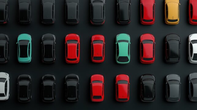 Modern parking lot with new and used cars, open space for vehicle rental and auto sales