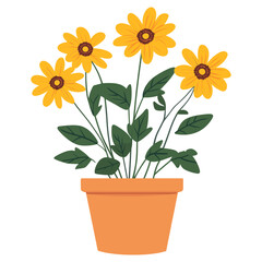 Obraz premium Flower potted plant flowers illustration leaves vector