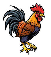 Rooster vector illustration on the white background.