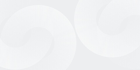 Abstract white glowing geometric lines on gray background. Modern shiny blue circle lines pattern. Futuristic technology concept. Suit for cover, poster, banner,